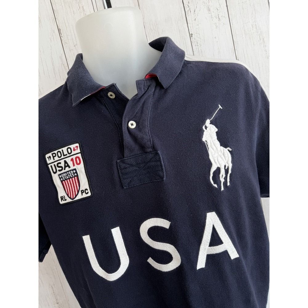 Men's Polo Ralph Lauren USA 10 Rugby Jersey Shirt 1967 Big Pony Custom Fit L